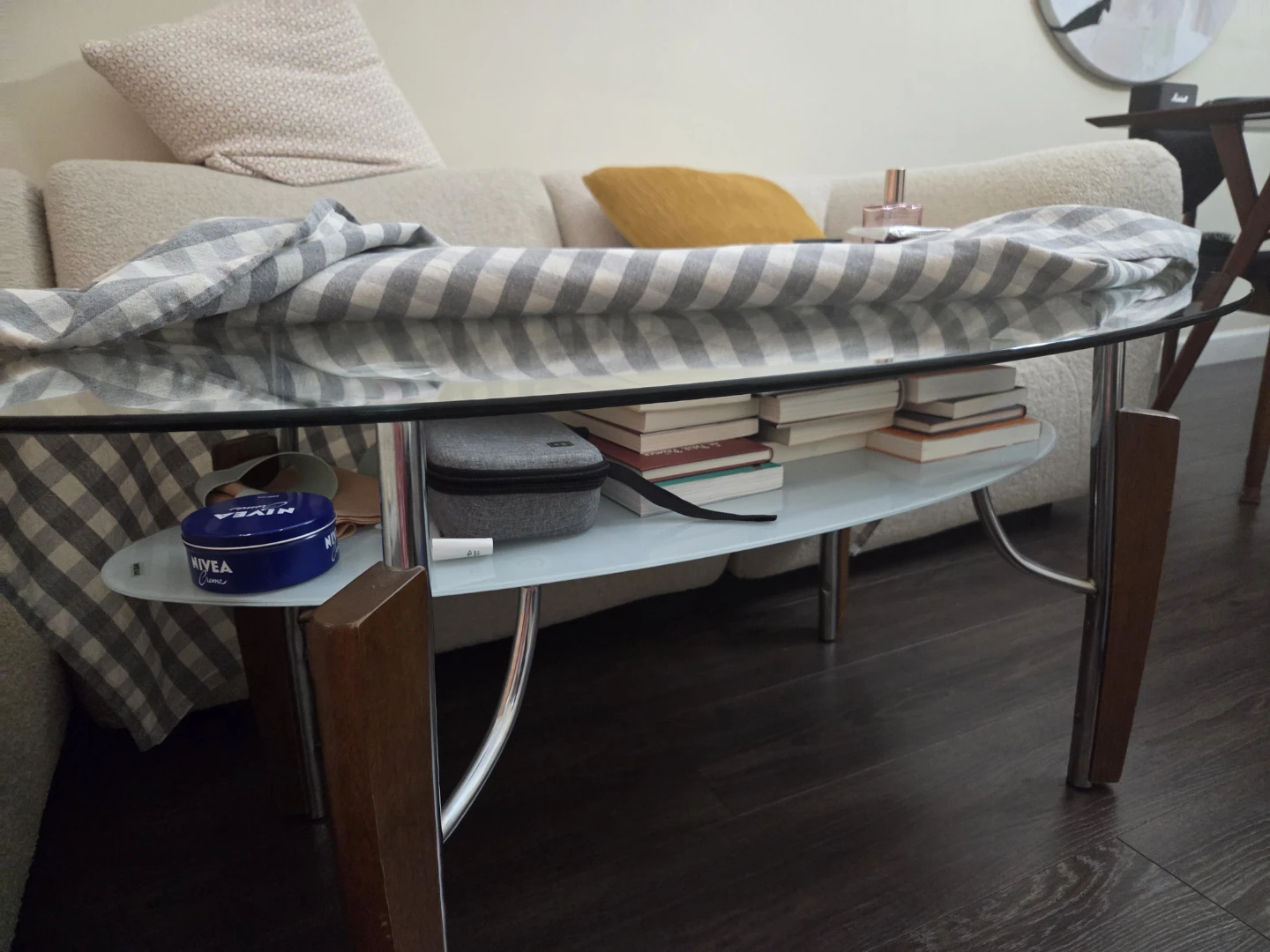 Dark Grey Fabric Dining Chair with Wooden Legs - photo 3