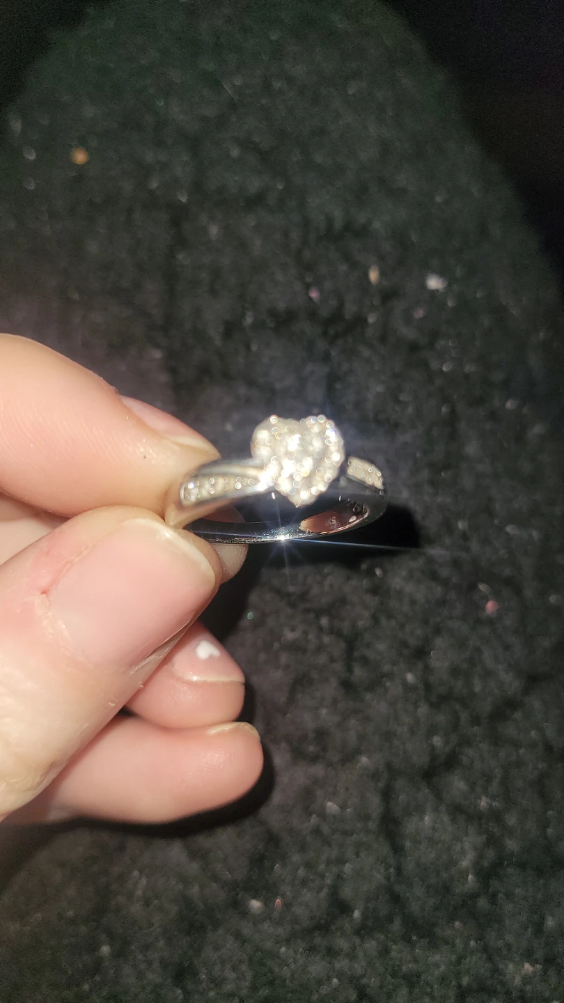 White Gold Heart Diamond Ring - photo 5