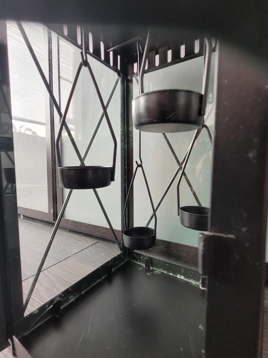 Black Metal Lantern with Hanging Tealight Holders - photo 3