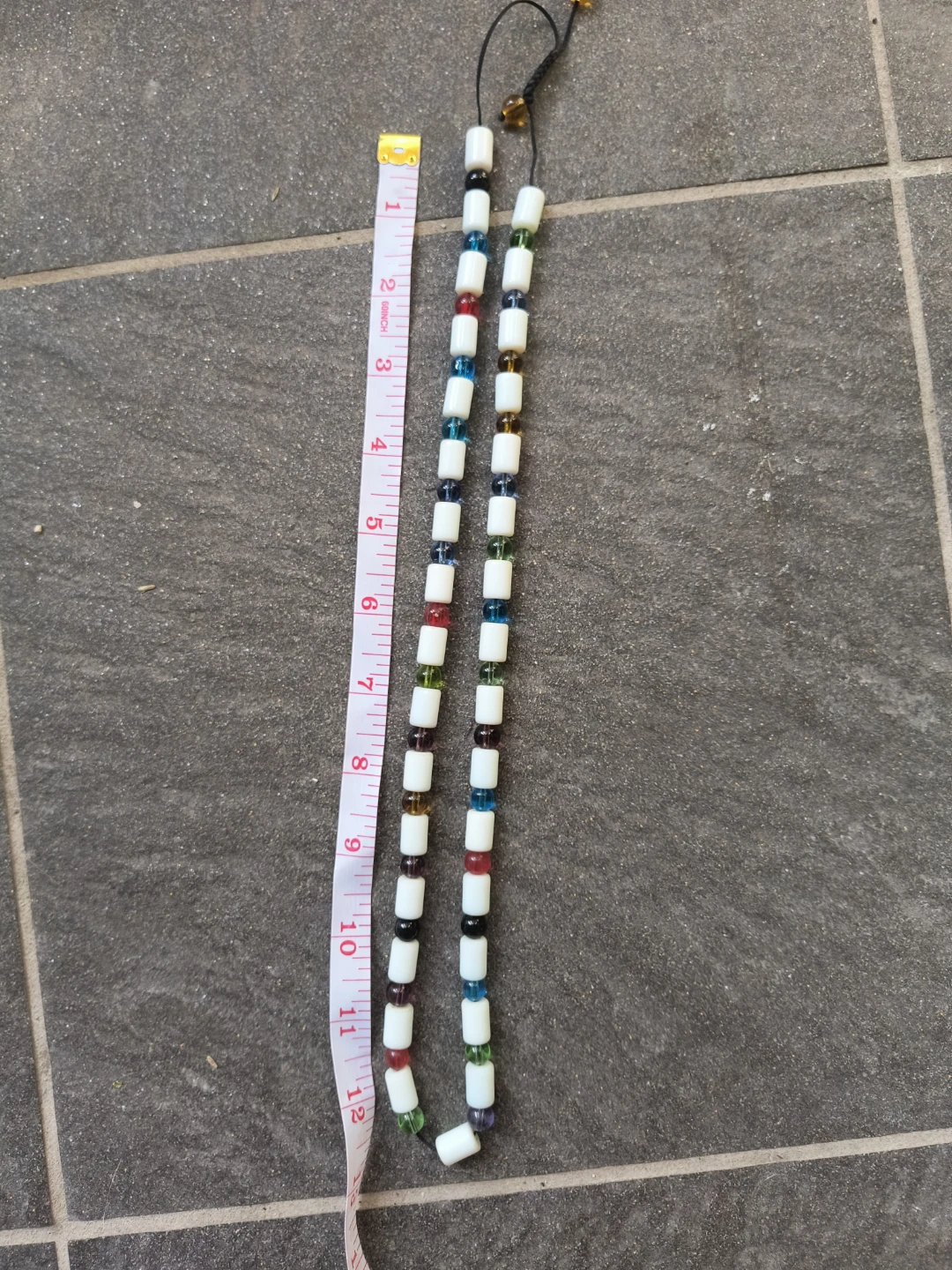 Beaded Necklace with White and Colourful Beads