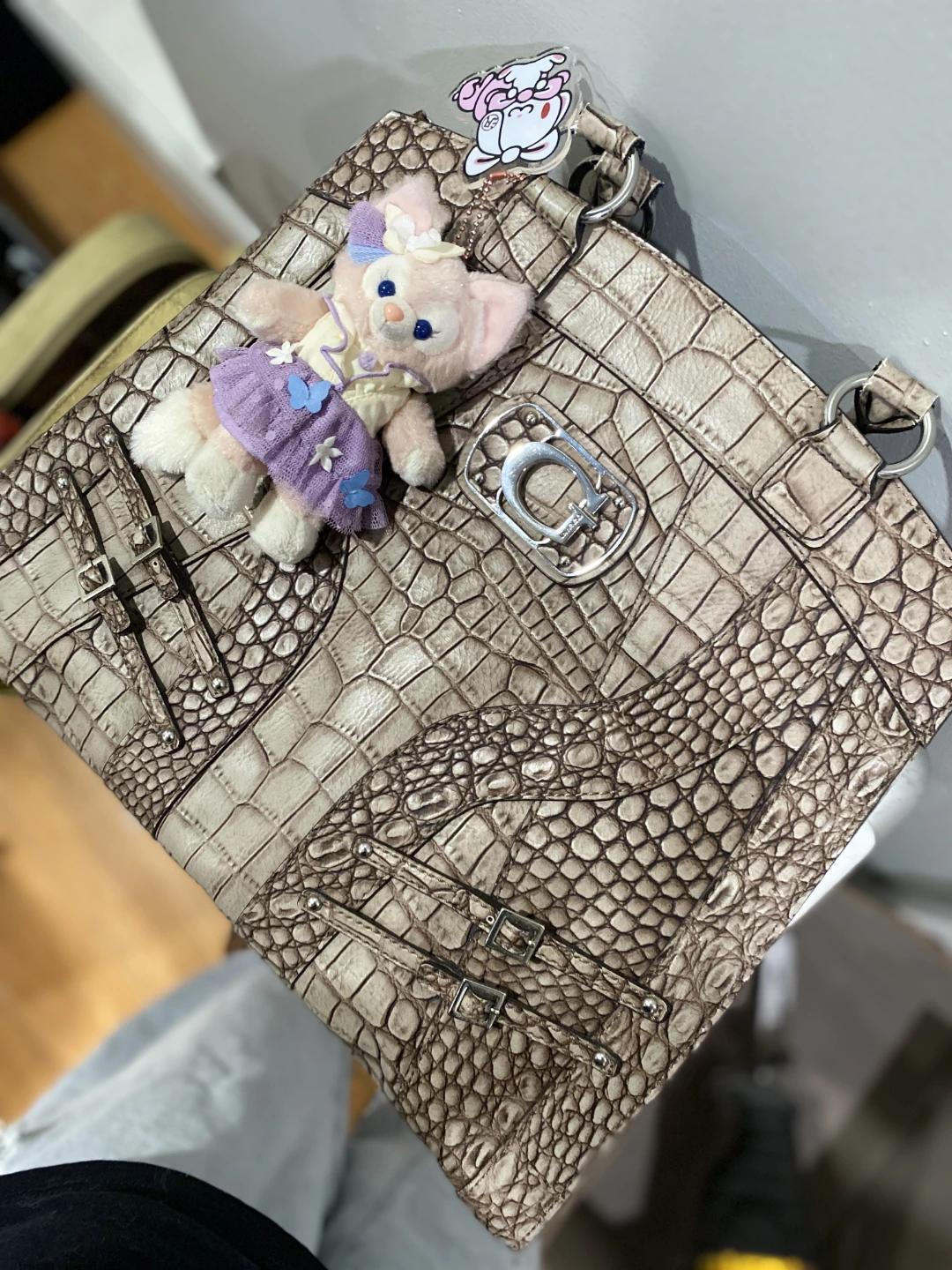 Y2K Guess Crocodile-Embossed Tote Bag