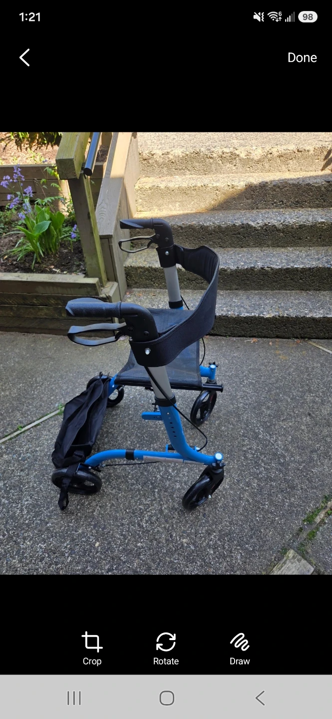 Blue Rollator Walker with Seat and Bag