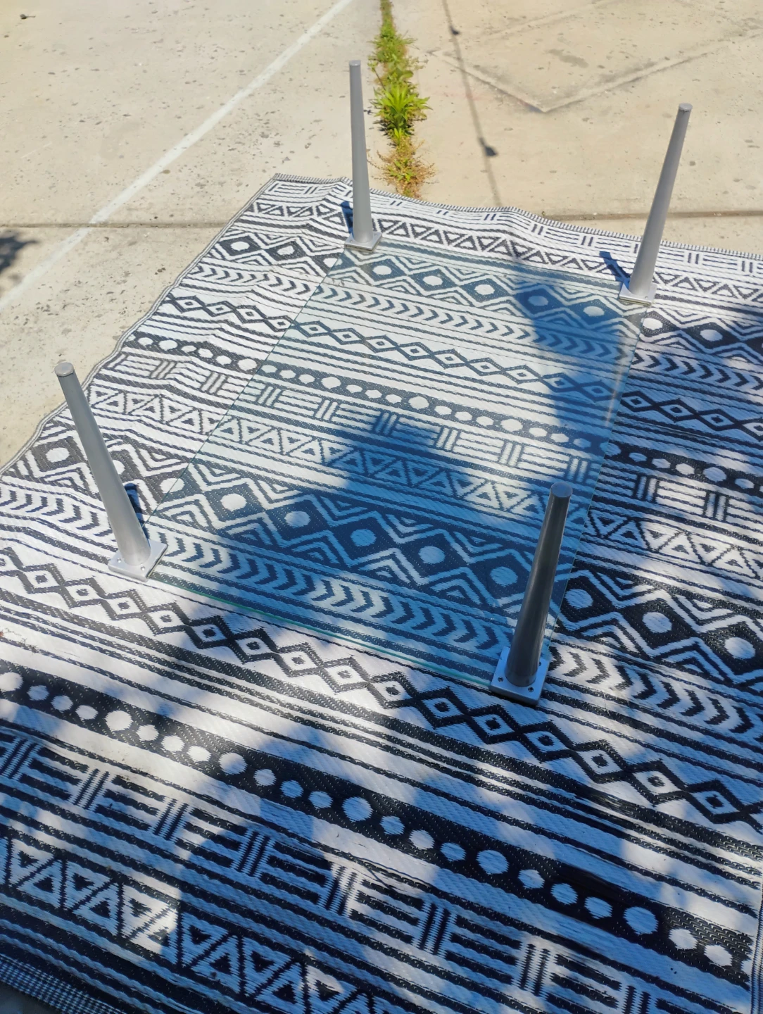 Glass Coffee Table with Metal Legs