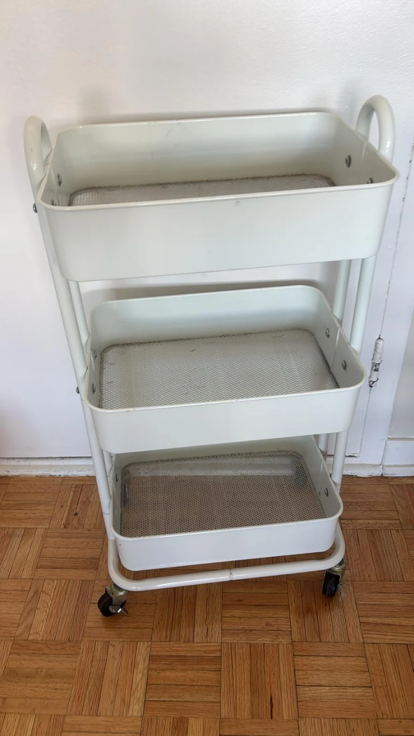 White 3-Tier Rolling Cart