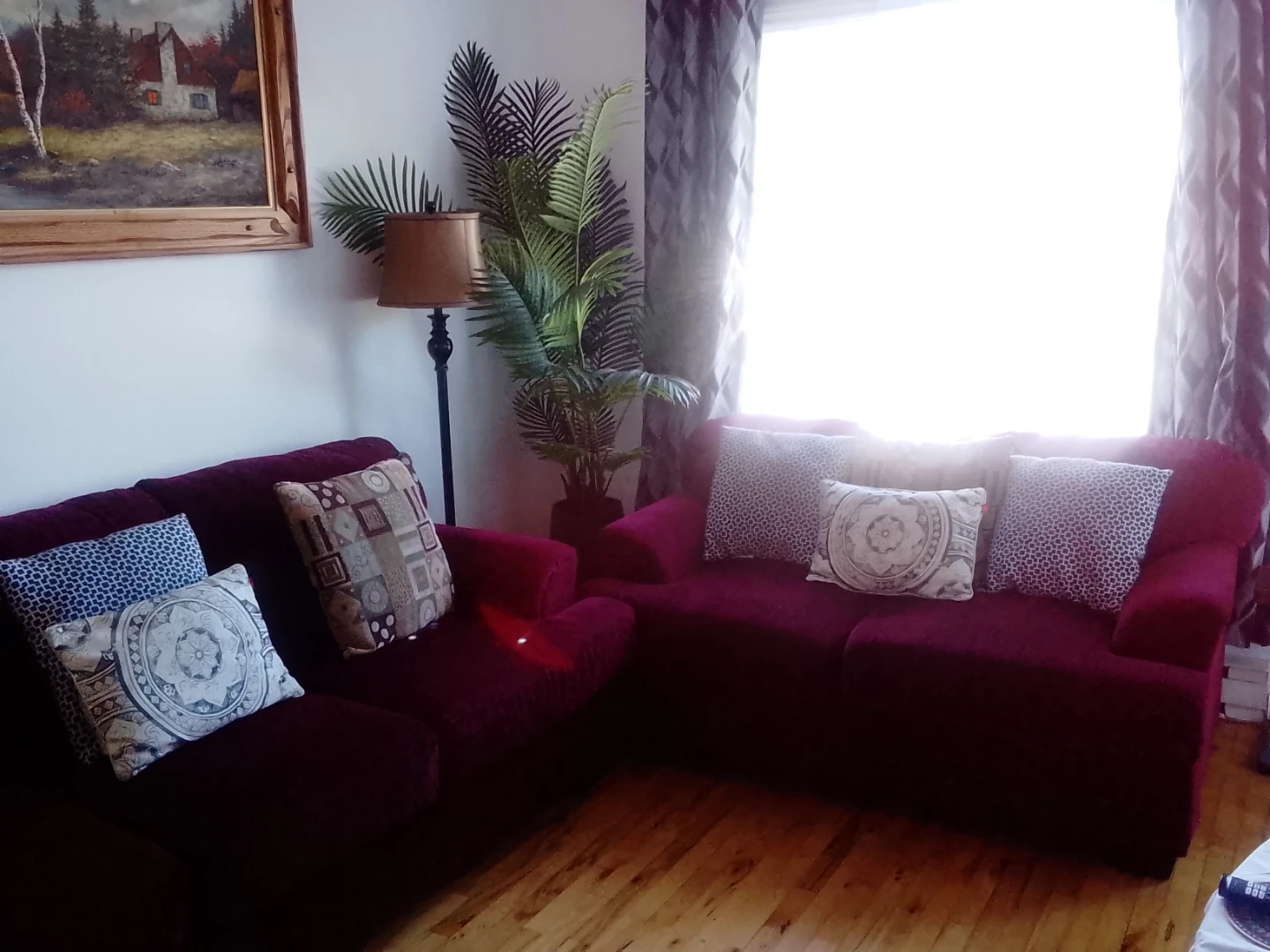 Maroon Sofa Set with Accent Pillows - photo 2