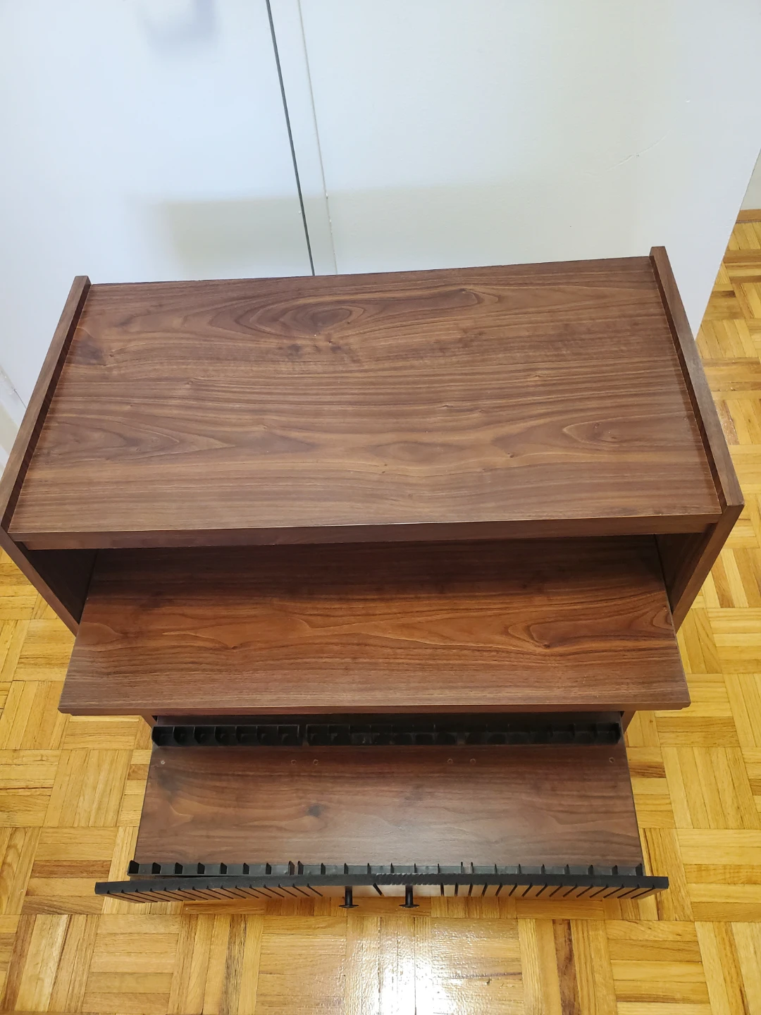 Wood Media Console with Pull-Out Shelf and Storage - photo 2
