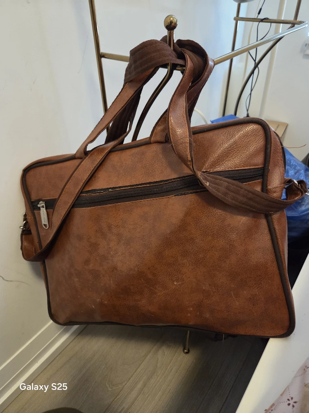 Brown Faux Leather Briefcase - photo 3