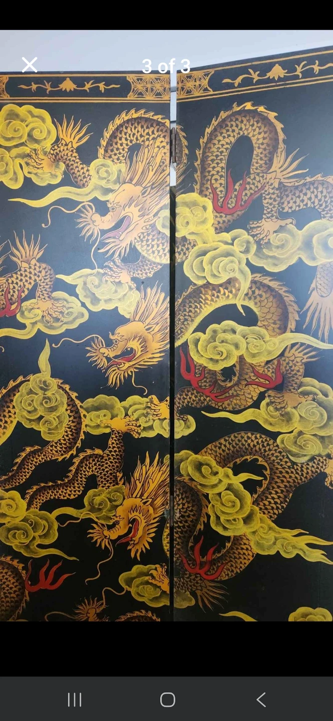 Vintage Dragon Folding Screen Room Divider - photo 3