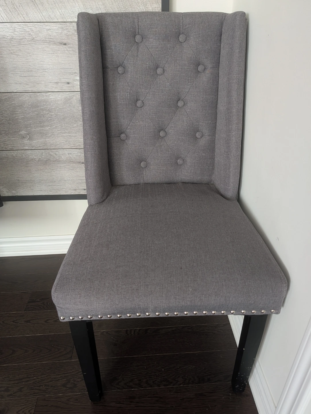 Grey Tufted Upholstered Dining Chair