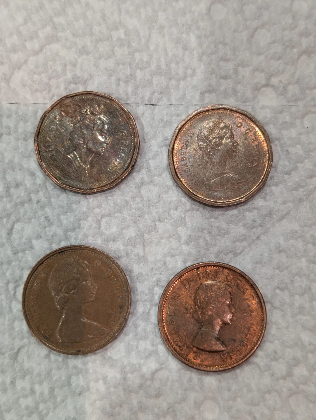 4 Canadian 1 Cent Coins - 1964, 1972, 1982, 1993 - photo 2