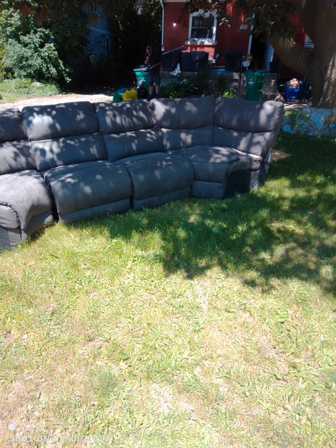 Grey Sectional Reclining Sofa - photo 4