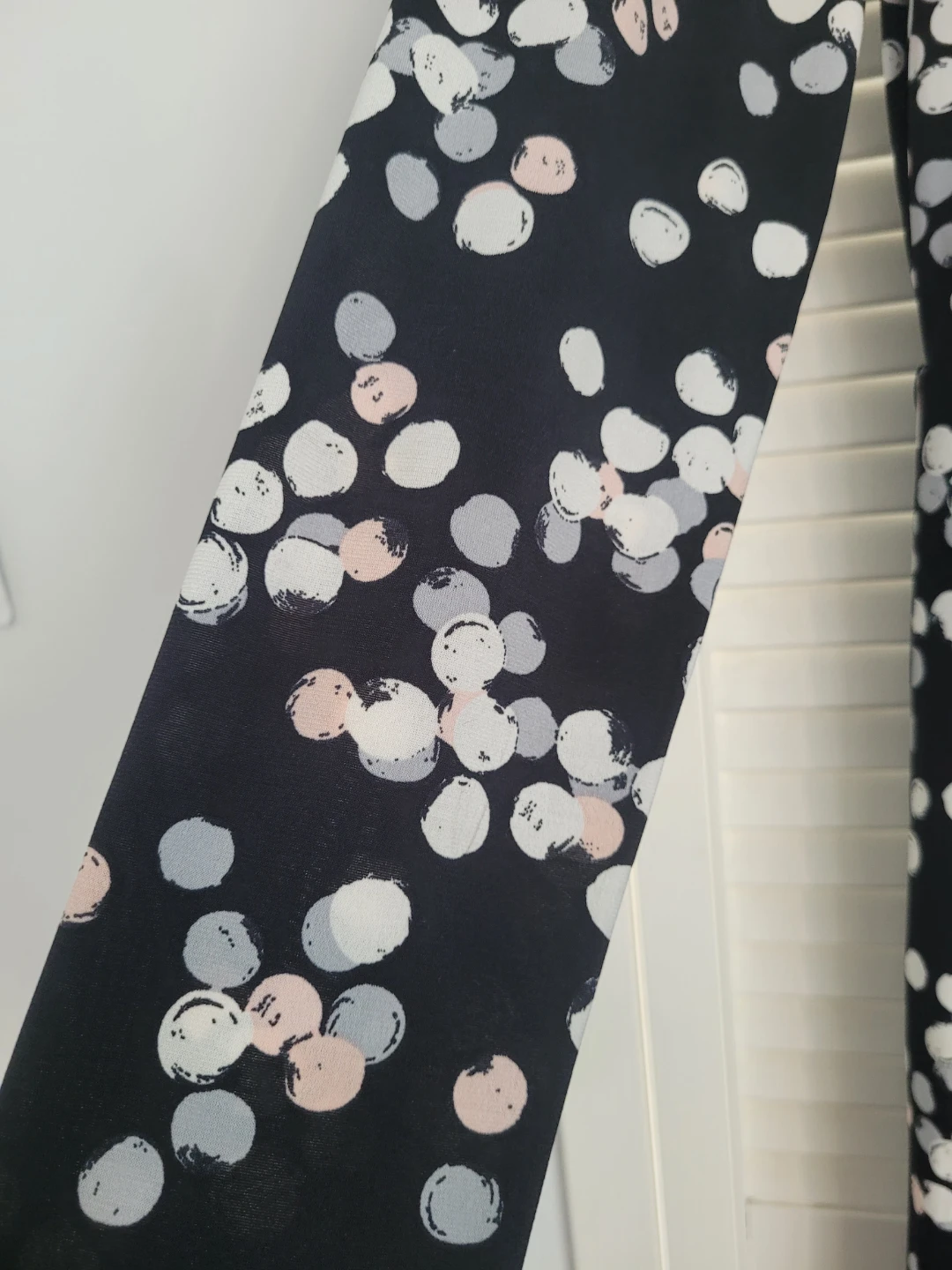 Black Polka Dot Midi Dress Size US 12 Long Sleeve V-Neck Dress - photo 3