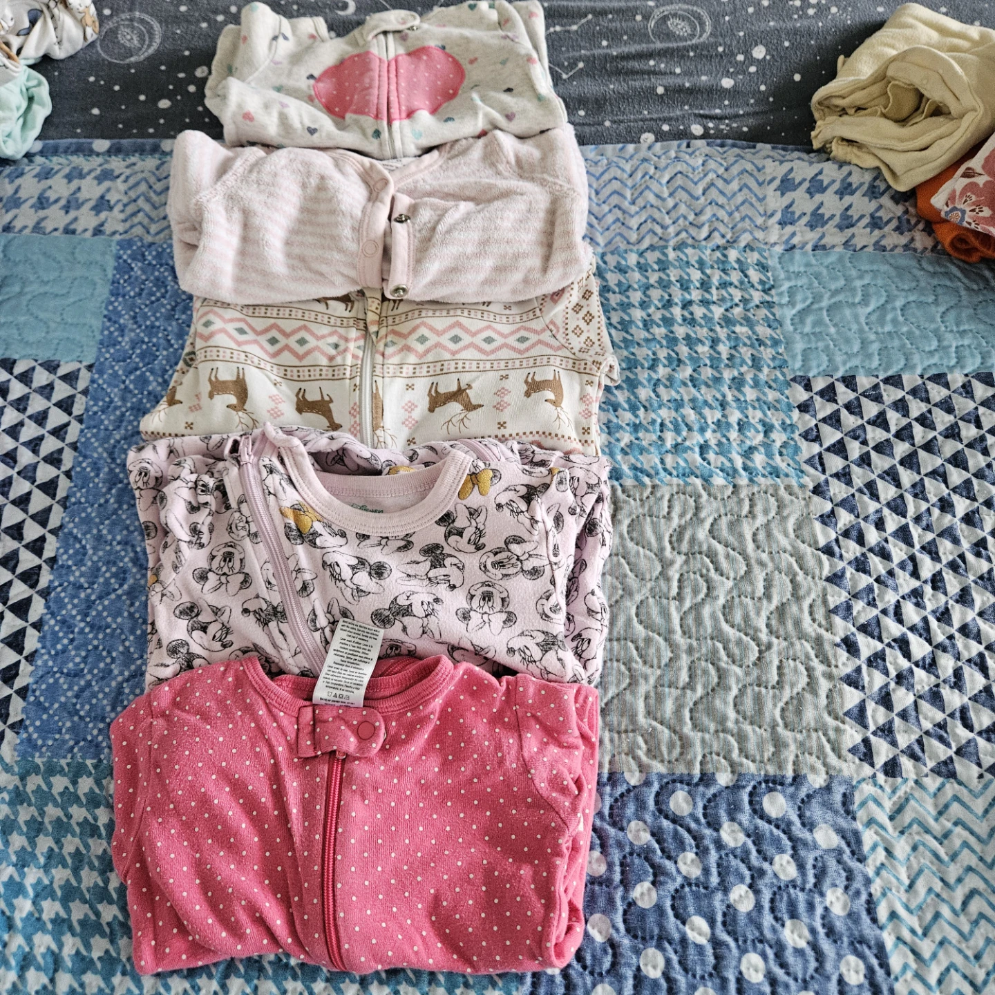 6month Bundle of 5 Baby Sleepers / Onesies
