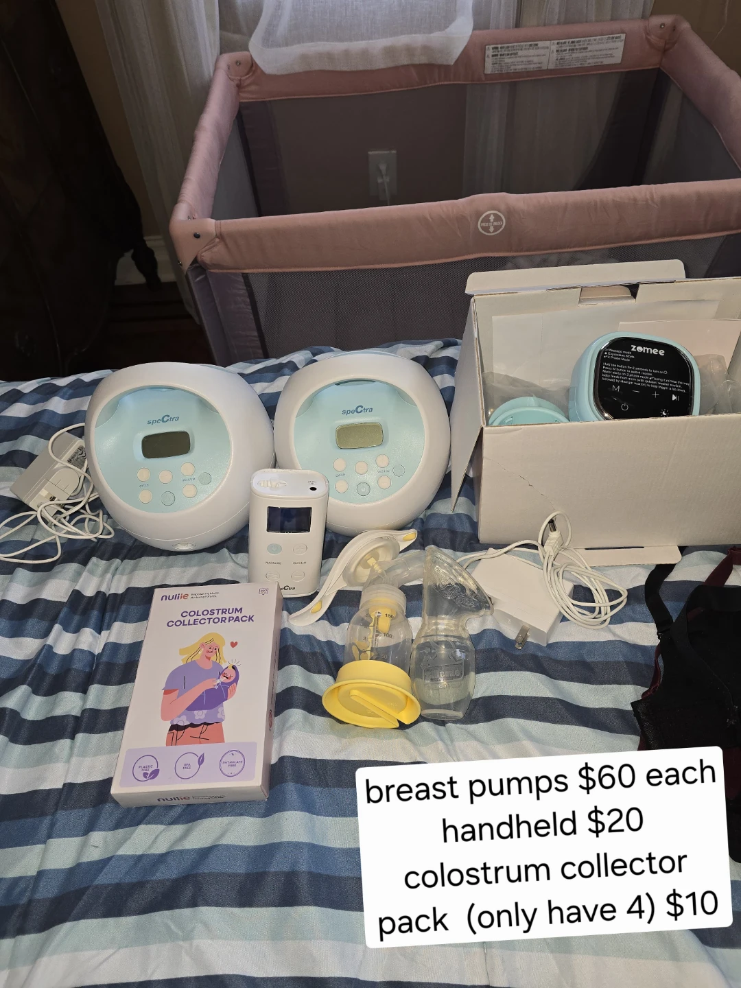 Spectra and Zomee Breast Pumps, Nulie Colostrum Collector Packs