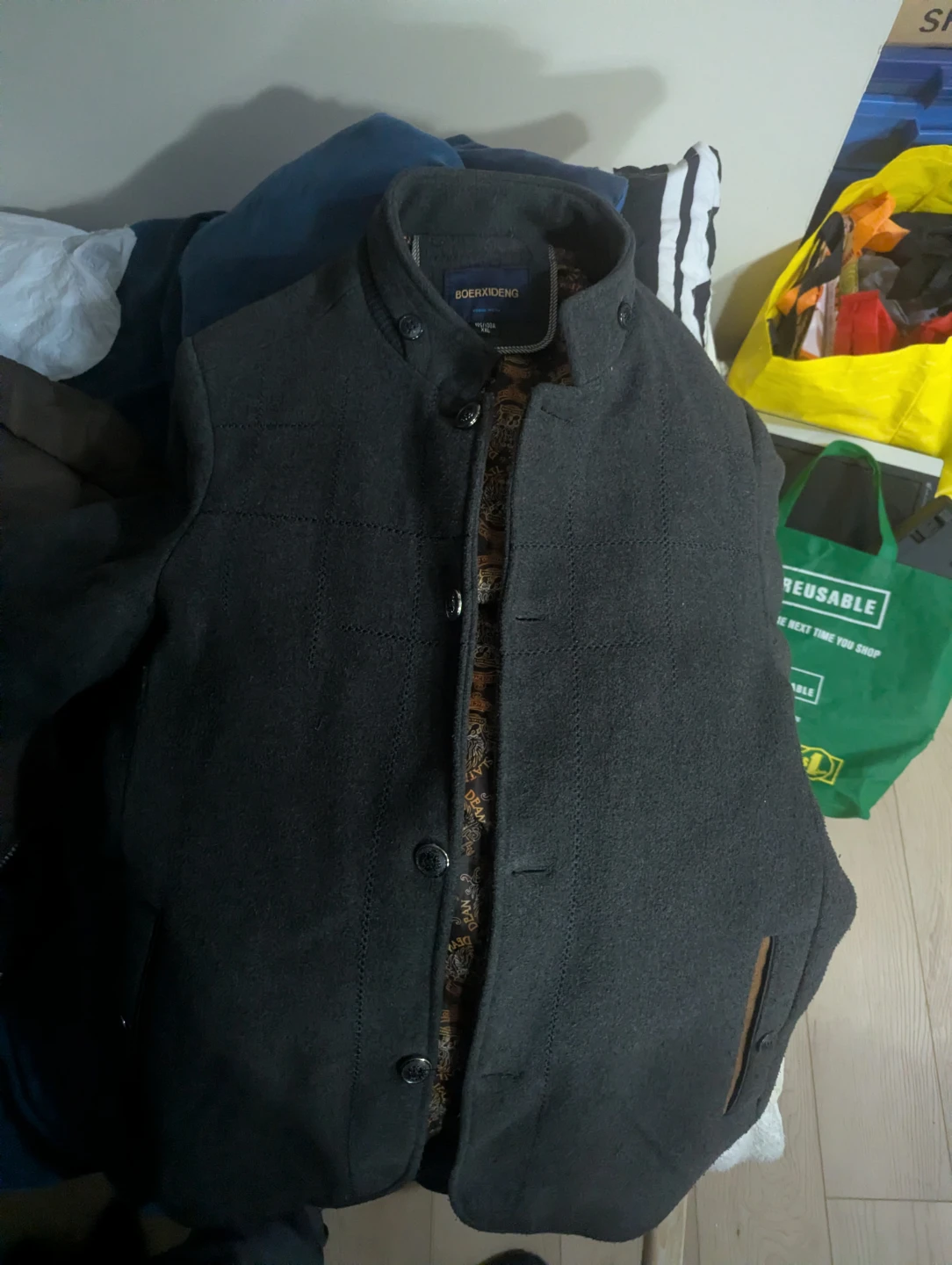 BOERXIDENG Dark Grey Wool Blend Jacket XXL
