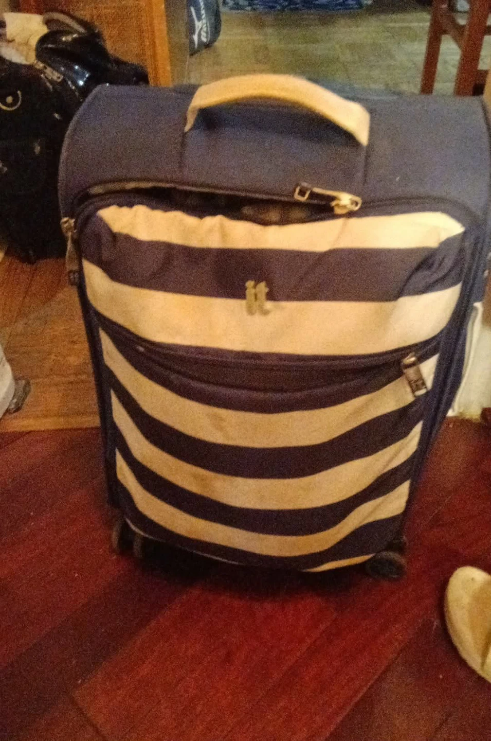 IT Luggage Navy and White Striped Rolling Suitcase
