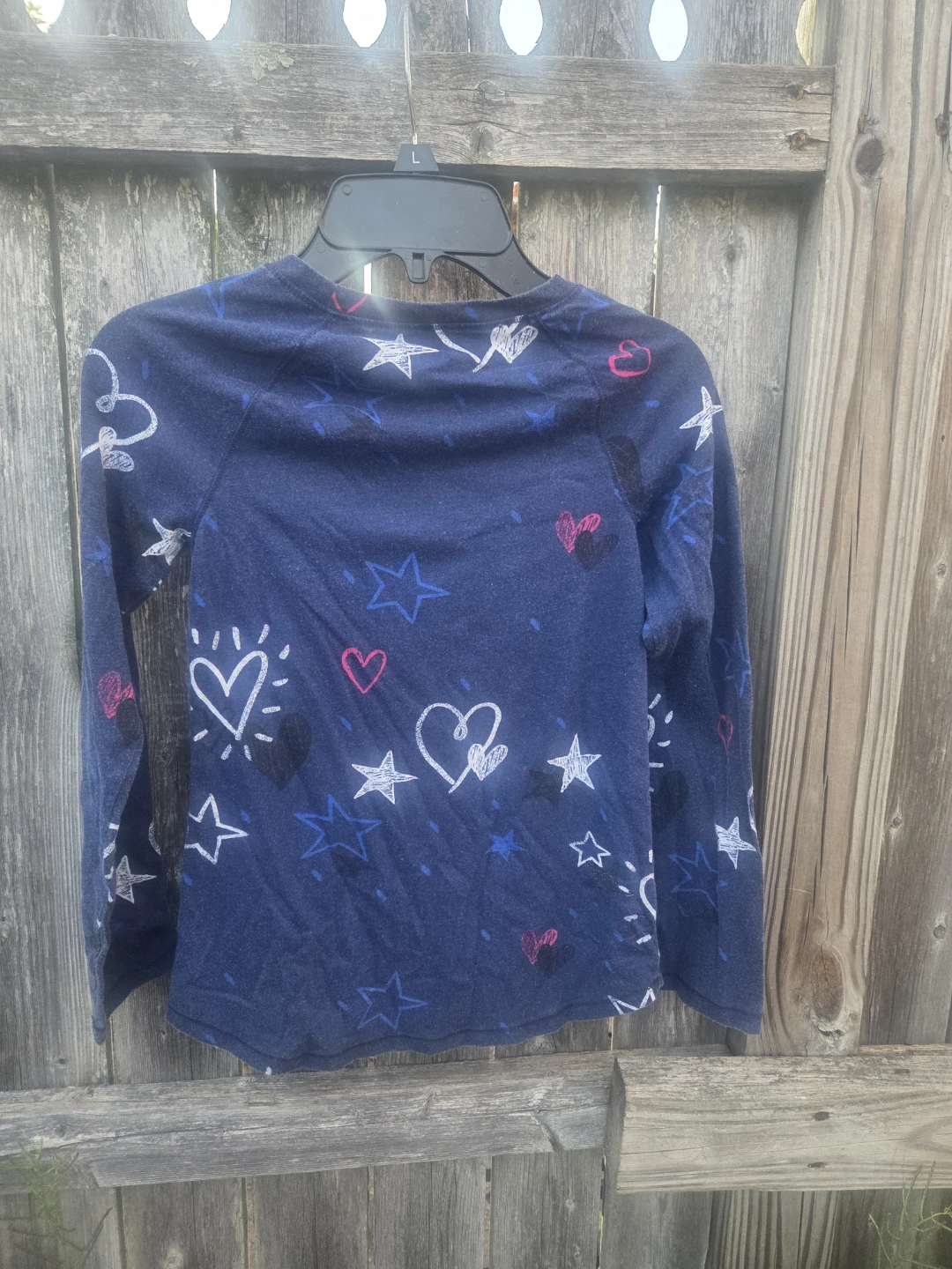 Justice Blue Long Sleeve Shirt with Stars and Hearts - photo 2