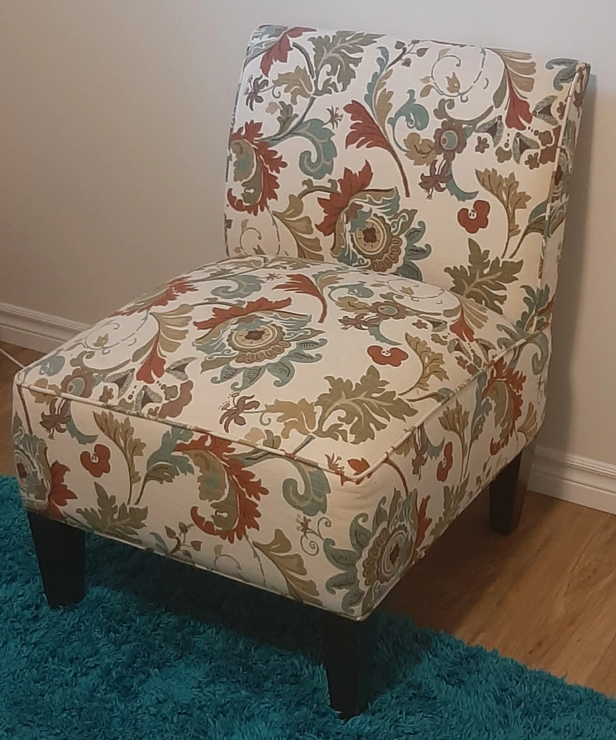 Accent Armless Chair with Floral Pattern
