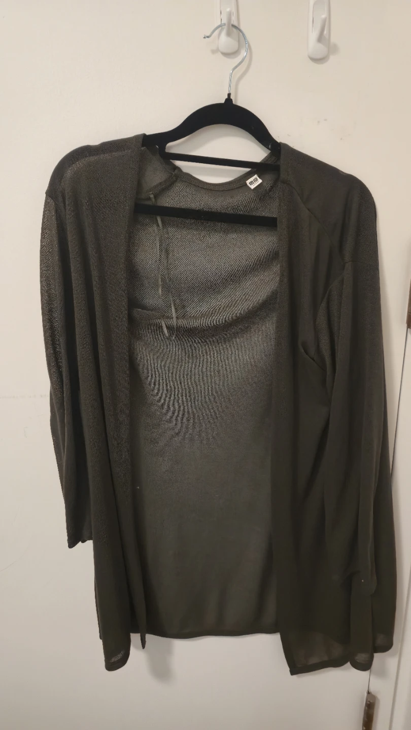 UNIQLO dark green sheer cardigan