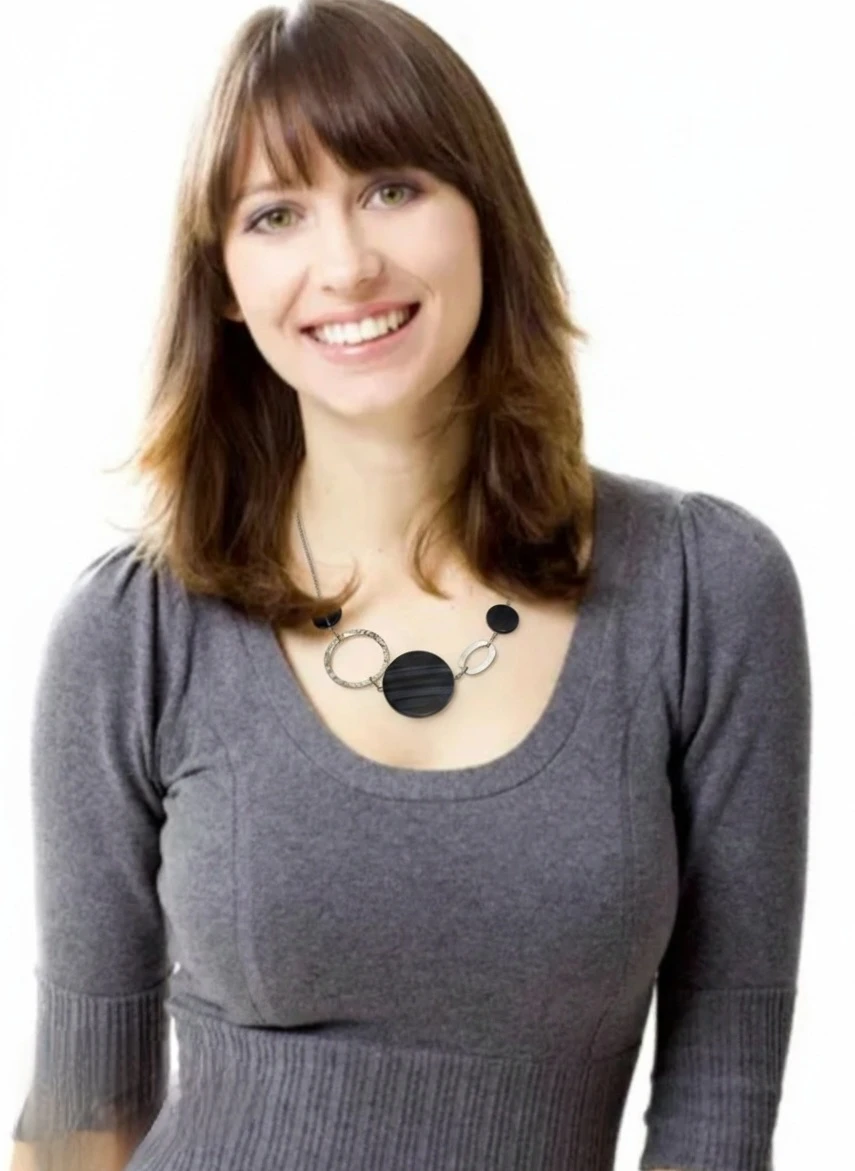 Silver tone and black statement necklace - photo 2