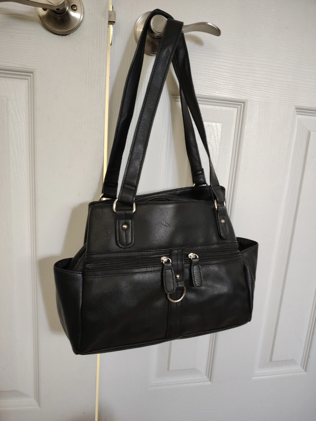 ⚽️Black Faux Leather Shoulder Bag
