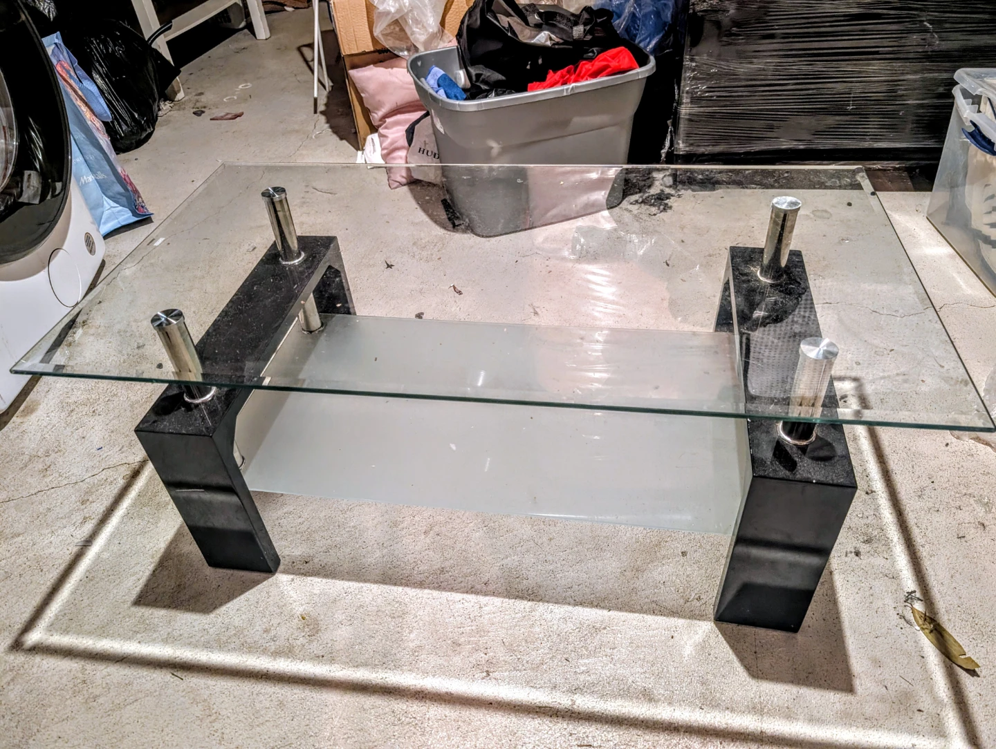 Glass and Black Coffee Table