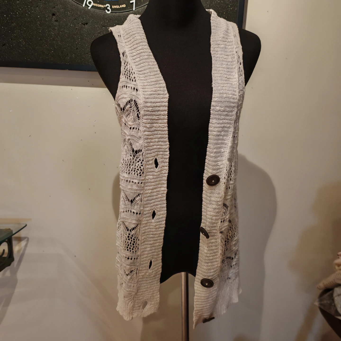 Multiblu Cream Lace Knit Vest - photo 4