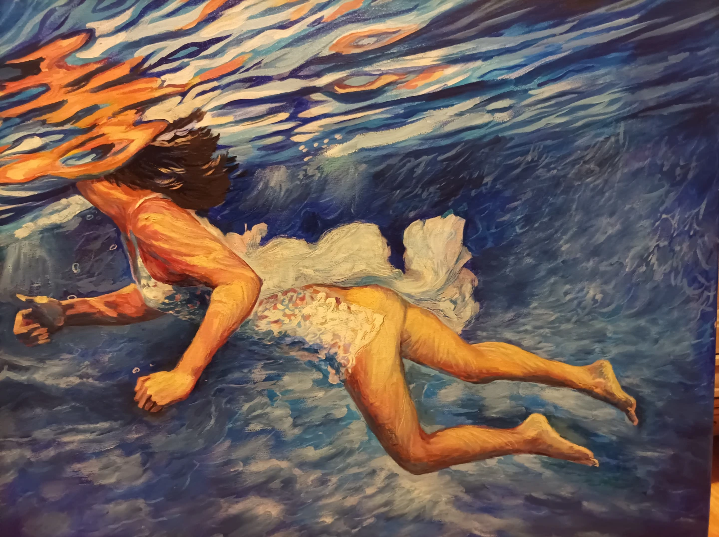 Painting of a Woman Swimming Underwater - photo 5