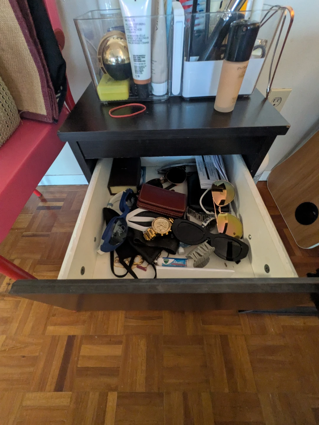 Dark Wood Two-Drawer Nightstand - photo 2