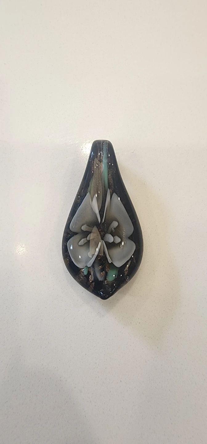 Handmade Glass Pendant with Floral Design