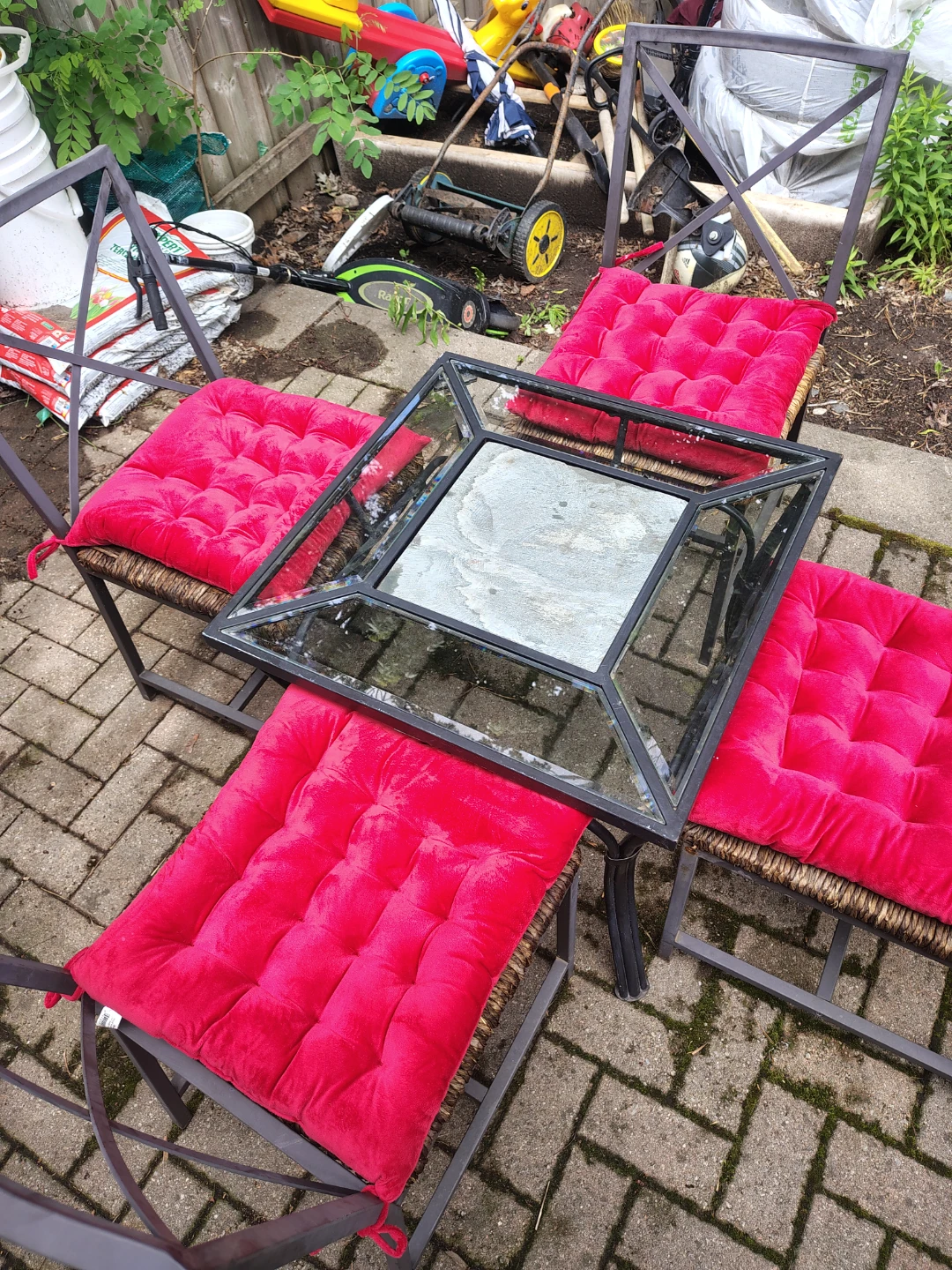 Patio Set with 4 Chairs and Glass Top Table - photo 2