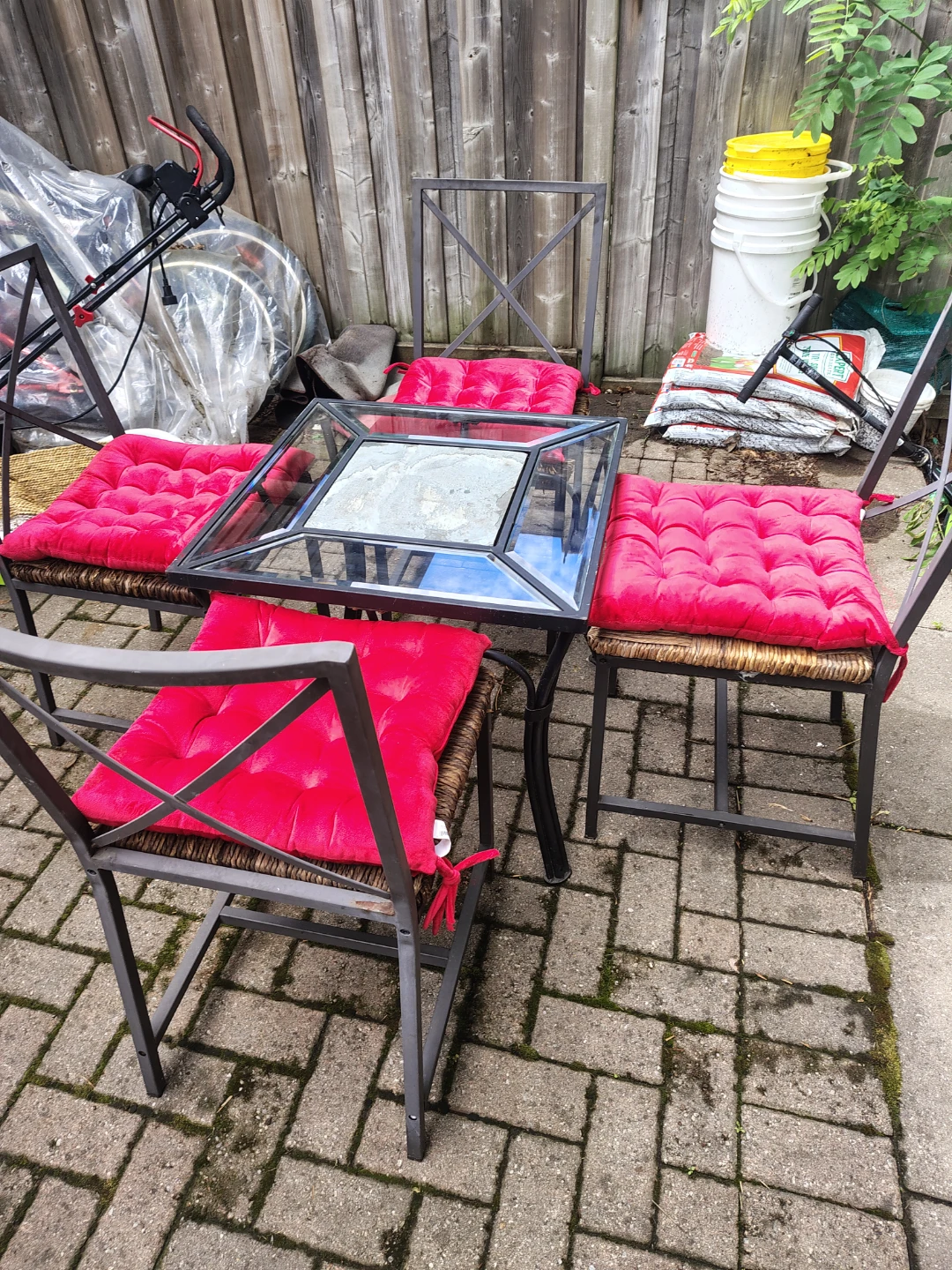 Patio Set with 4 Chairs and Glass Top Table - photo 3