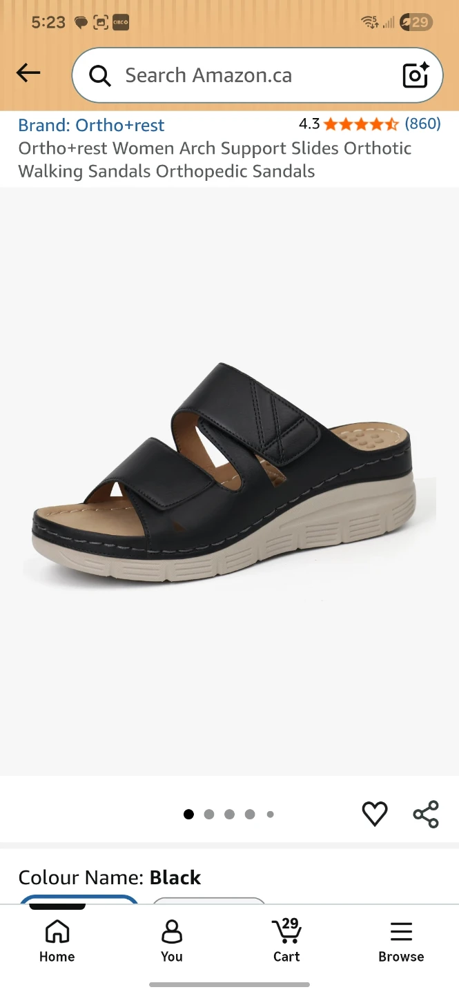 Ortho+rest Women's Arch Support Slides Black Size 10