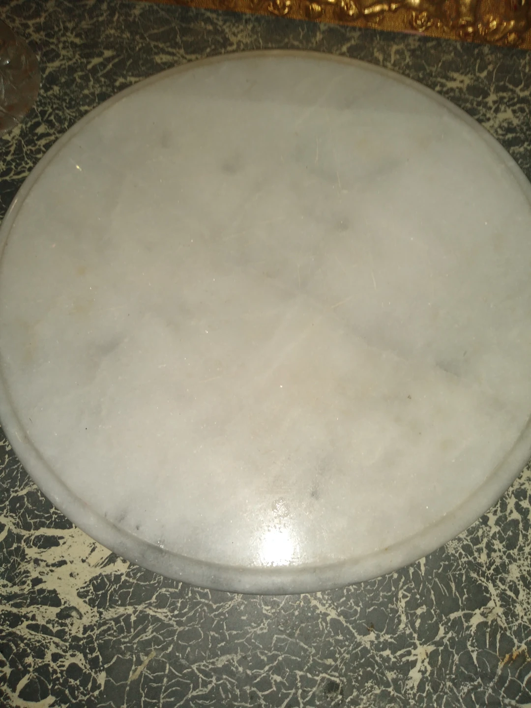 13-in round Italian marble lazy Susan