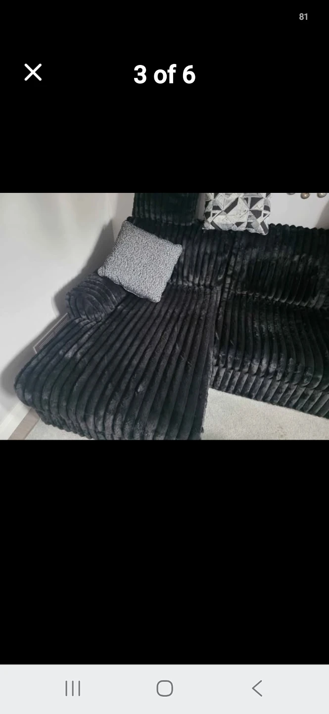 Black Sofa Sectional with Textured Fabric - photo 3