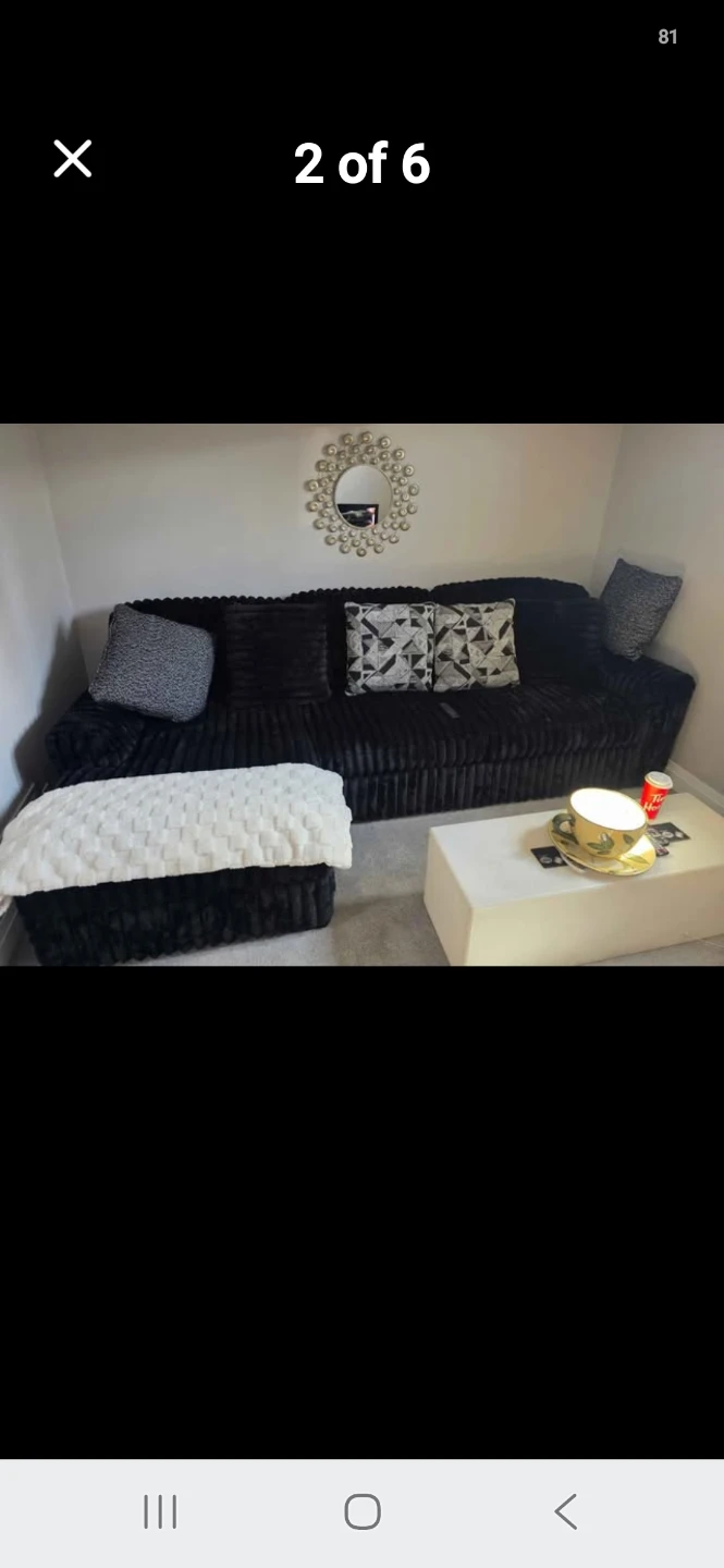 Black Sofa Sectional with Textured Fabric - photo 4