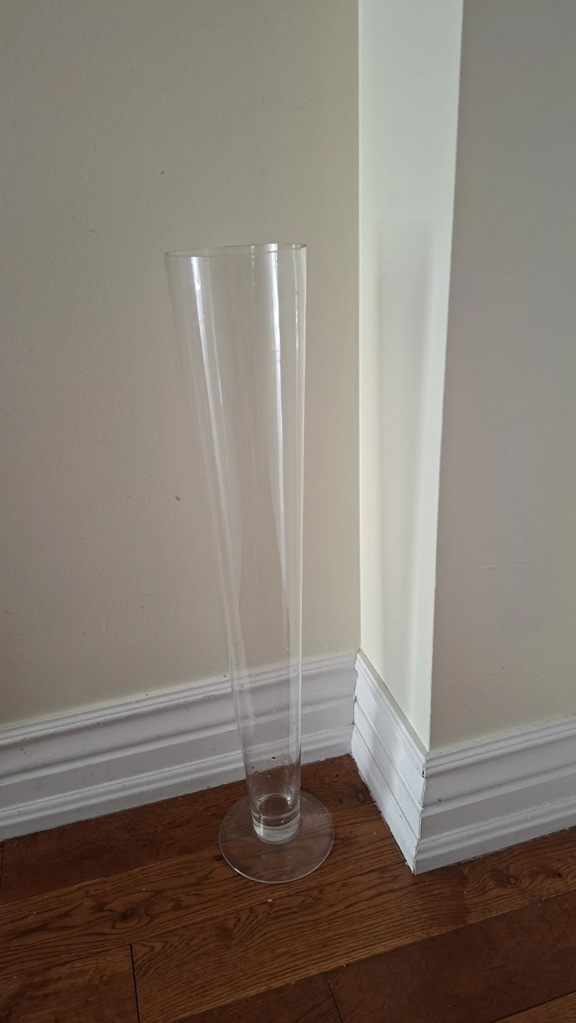Tall Clear Glass Trumpet Vase