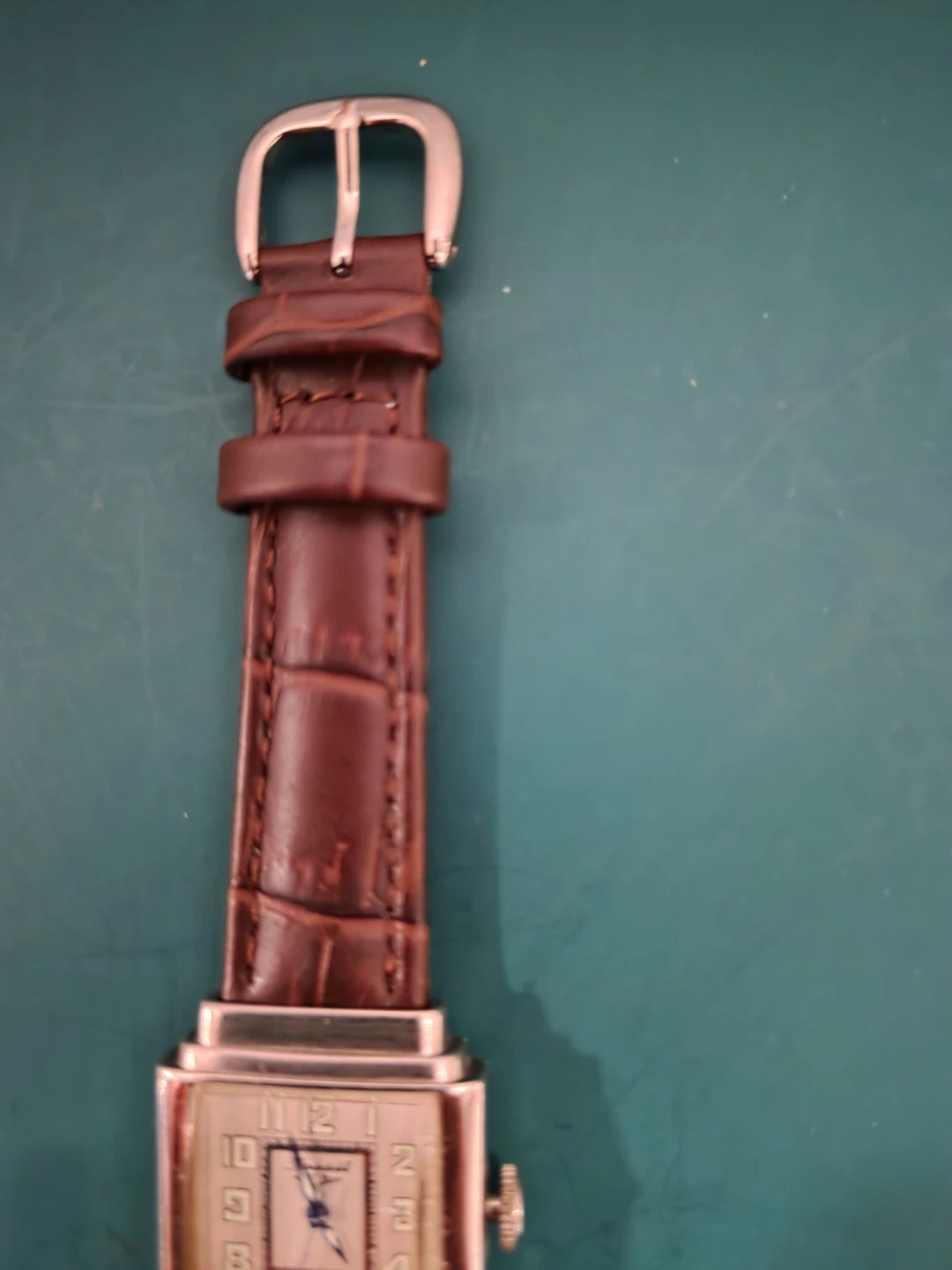 Vintage Fossil Rectangle White Dial Watch Brown Leather Strap - photo 2