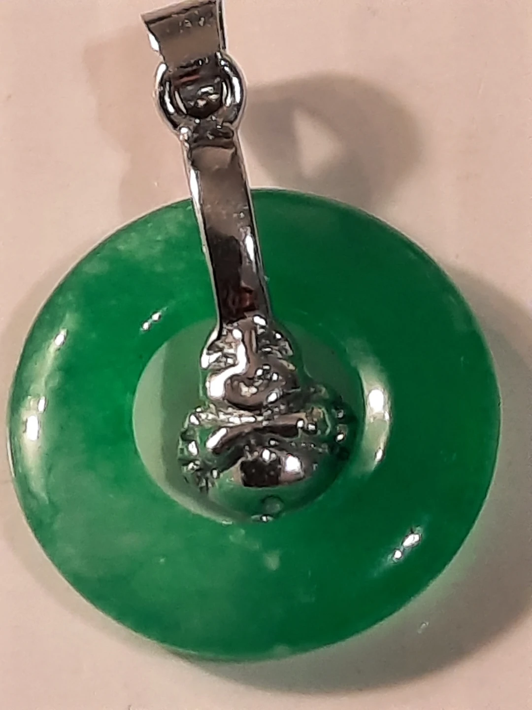 Green Jade Disc Pendant 925 silver - photo 4