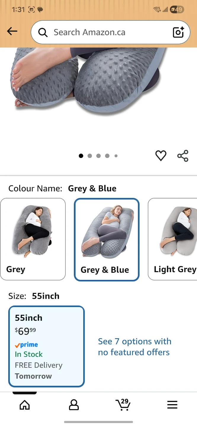 Meiz U-Shaped Pregnancy Pillow 55inch Grey & Blue - photo 2