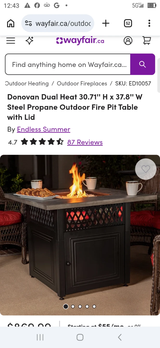 Donovan Dual Heat Propane Outdoor Fire Pit Table - photo 2