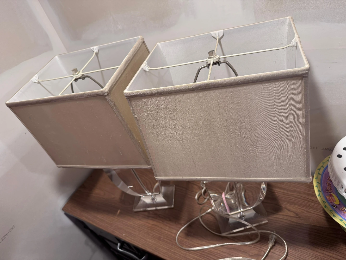 Pair of Clear Acrylic Table Lamps