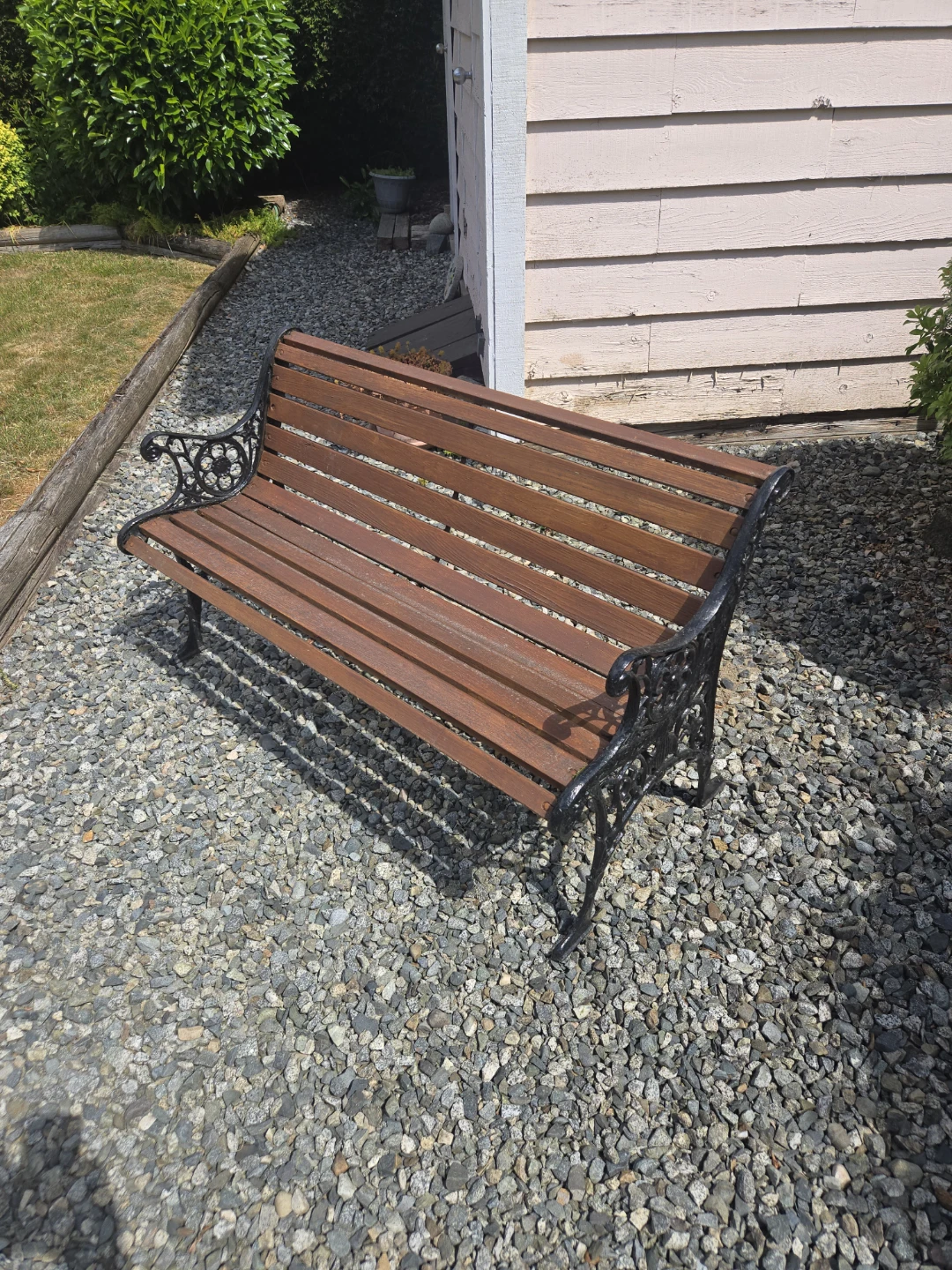 Ornate Garden Bench with Wooden Slats - photo 2