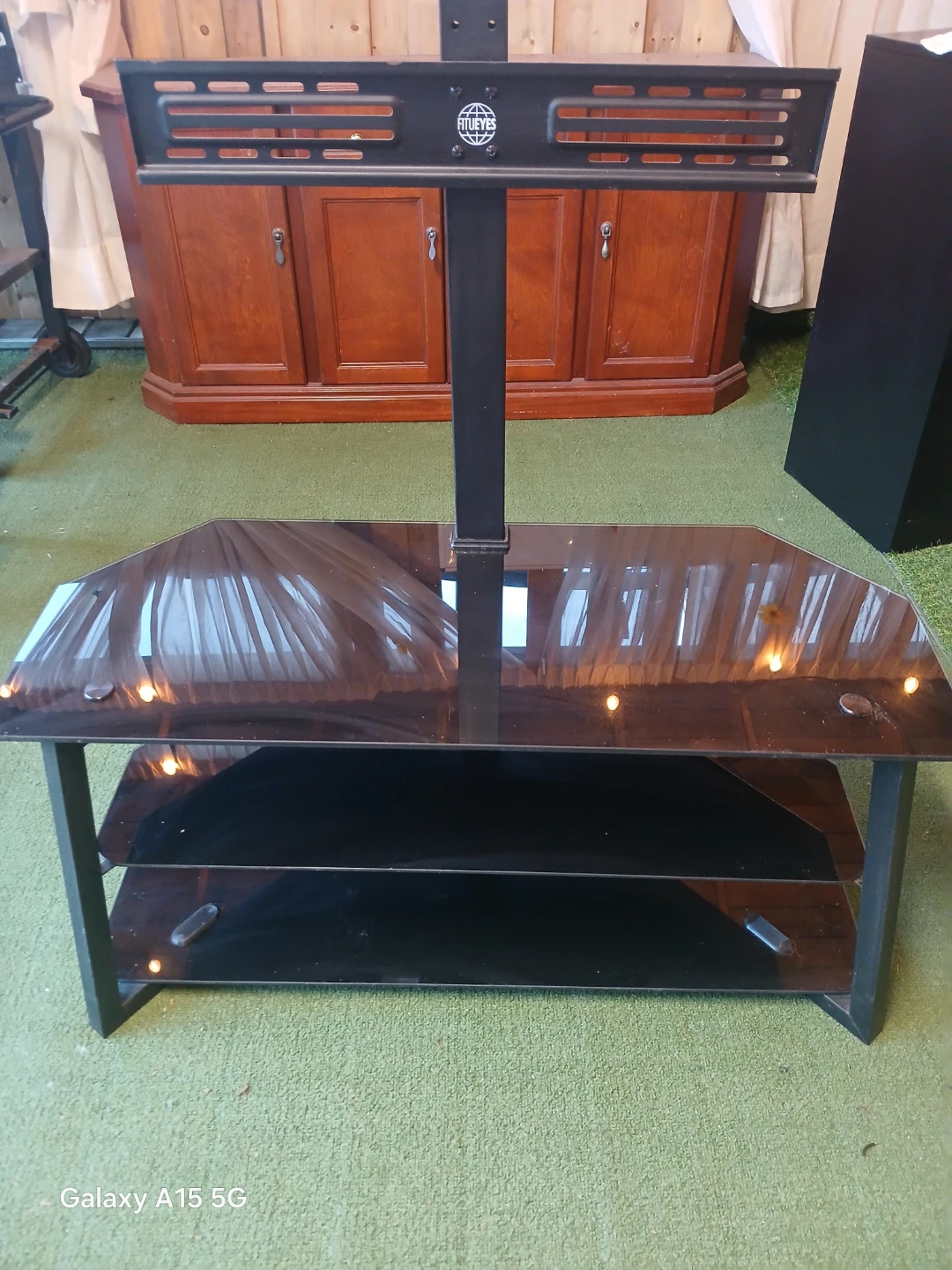 Black Glass TV Stand with Mount - photo 2
