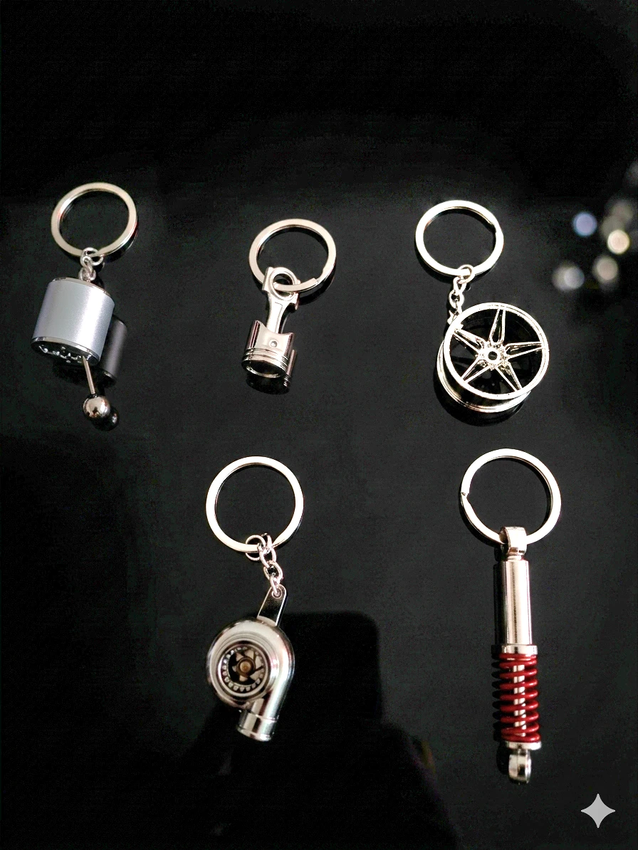 Set of 5 Automotive Themed Keychains