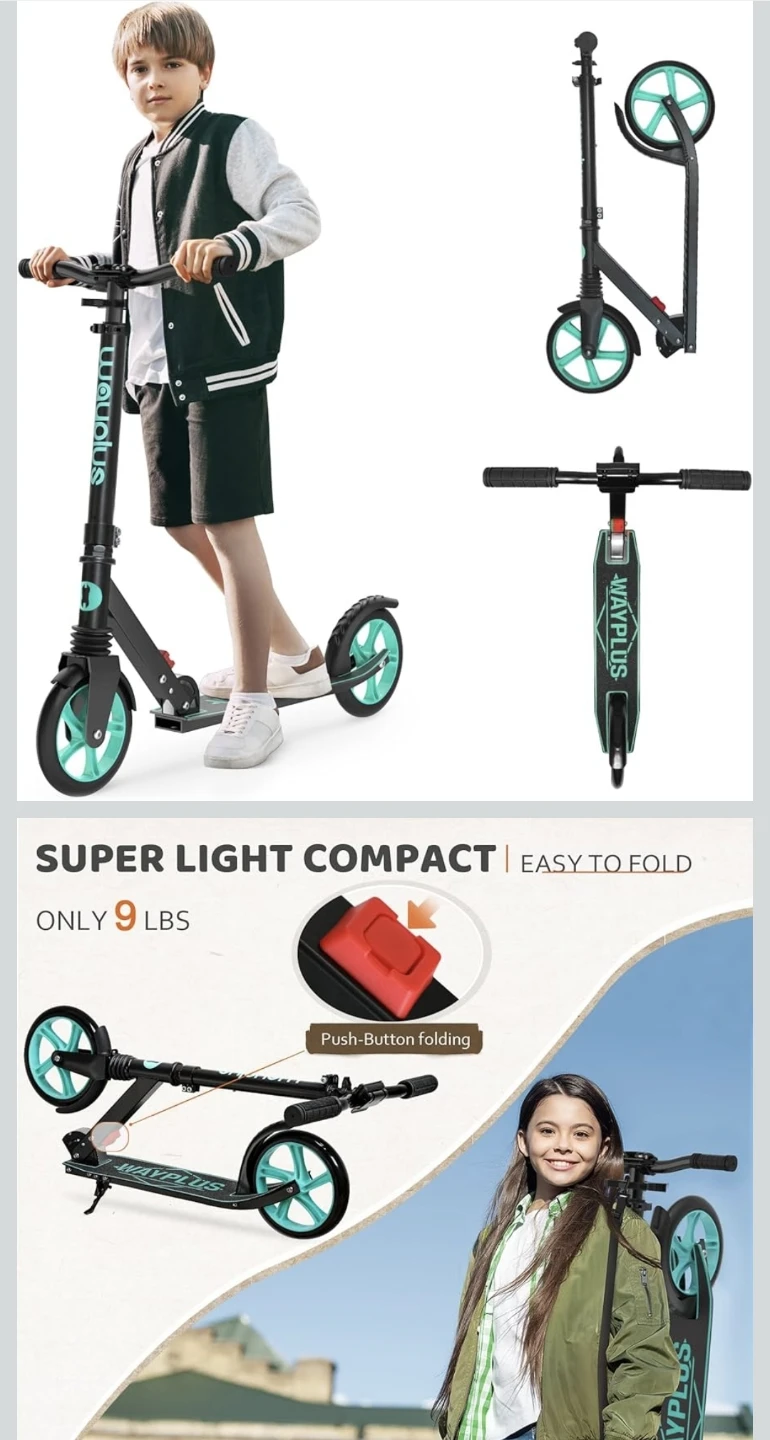 WAYPLUS Kick Scooter - Black/Teal