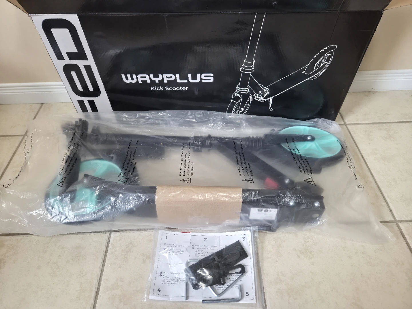 WAYPLUS Kick Scooter - Black/Teal - photo 5