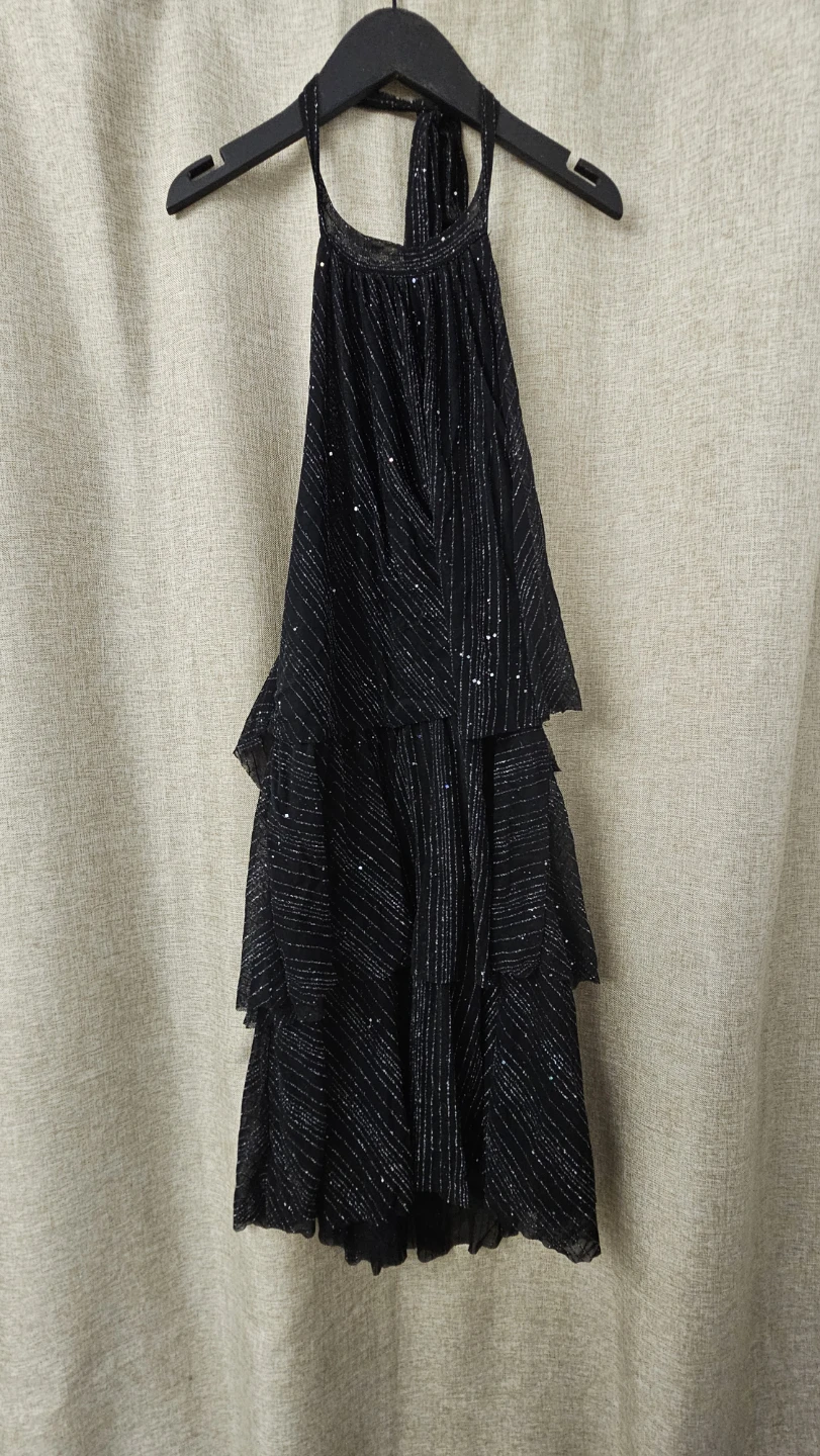 Black Tiered Sparkle Halter Dress - photo 3
