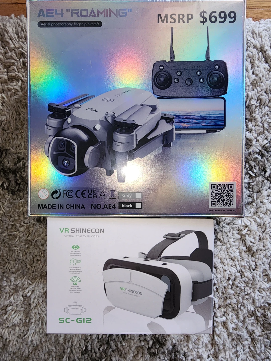 AE4 "Roaming" Drone and VR Shinecon SC-G12 VR Headset Bundle - photo 2