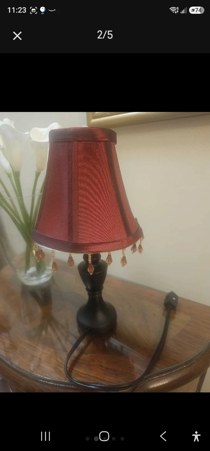 Red Accent Lamp with Beaded Trim - photo 3